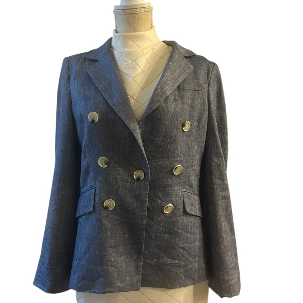 VERONICA BEARD LINEN BLEND TWILL BLAZER SIZE 10 - Picture 3 of 8